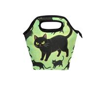 aidingzhi Borse per il pranzo da uomo con manico curvo riscaldato scatola per il pranzo riutilizzabile morbida lato borsa termica per lavoro scuola cartone animato carino Angry Black Cat