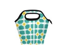 aidingzhi borse per il pranzo isolate con manico curvo grande scatola per il pranzo per gli uomini Resistente all'acqua piccola borsa termica isolata per picnic viaggio Buffalo Plaid Check Turchese