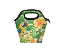 aidingzhi borse per il pranzo isolate con manico curvo scatola per il pranzo per le donne Borsa termica riutilizzabile con lato morbido per ufficio viaggi piante tropicali pappagalli animali