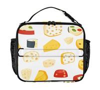 aidingzhi Borse per il pranzo per bambini, con tasche con cerniera, da uomo, con tracolla rimovibile, per scuola, lavoro, formaggio all'aperto, carino, cartone animato, giallo