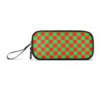 aidingzhi Buffalo - Astuccio scuola in nylon rosso e verde a scacchi ad alta capacità per matite, cancelleria per scuola secondaria, adolescenti e bambini, Rosso e verde (Buffalo Plaid Red Green), 1