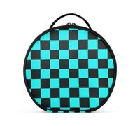 aidingzhi Buffalo Plaid Check Nero Ciano Makeup Bag Verticale Free-Standing Cerniera Grande Make Up Bag con divisori regolabili 27,9 cm