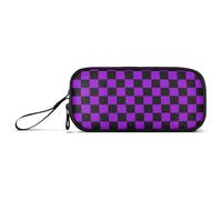 aidingzhi Buffalo Plaid Check Nero Viola Nylon Grande Matita Astuccio Grande Capacità per Ragazze Adolescenti Borsa di Cancelleria per Insegnante di College