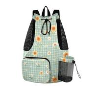 aidingzhi Buffalo Plaid Girasole Fiori Coulisse Zaino Per Nuoto Piscina Borsa Con Tasche Interne Separazione Asciutto Bagn