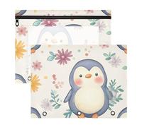 aidingzhi Buste per raccoglitori a 3 fori con 3 fori per lettere di carta A4, confezione da 2 pezzi, per studenti scolastici, insegnanti, forniture per bambini, pinguino, blu