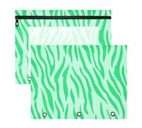 aidingzhi Buste per raccoglitori con cerniera, 3 fori, per lettere di carta A4, confezione da 2 articoli per la scuola per insegnanti, verde menta, texture in pelliccia di tigre