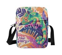 aidingzhi Camaleonte Verde uomo Messenger Bag Crossbody Borse Per Le Donne Piccolo Croos Borse Del Corpo Cinghia Regolabile per gli sport all'aria aperta Scuola