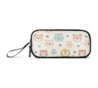 aidingzhi Carino Animal Faces Nylon Matita Borse Per Ragazze Adolescenti Alta Capacità Matita Caso Organizzatore Sacchetto di Cancelleria per Scuola, Simpatici volti di animali, 1 size, Articoli di