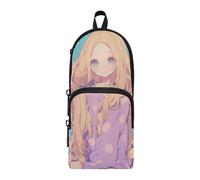 aidingzhi Carino Anime Viola Ragazza Nylon 3 Scomparti Grande Matita Sacchetto Per Ragazzi Grande Capacità Astuccio Per Ragazze Scuola Cancelleria per Scuola Preppy