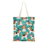 aidingzhi Carino Brown Beagle Dog Pumpkin per Halloween Canvas Tote Bag Grande Capacità Canvas Tote Borse per le Donne per Palestra, Lavoro, Shopping 40,6 x 38,1 cm Scuola Essenziale