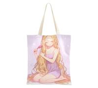aidingzhi Carino capelli lunghi ragazza media tela tote robusto panno tote borse con manici Natale pensionamento shopping spiaggia lavoro 40,6 x 38,1 cm scuola essenziale