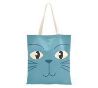 aidingzhi Carino Cartoon Cat Face Blu Tote Bag Grande Capacità Panno Tote Borse Con Manici Drogheria & Farmers Market 40,6 x 38,1 cm scuola essenziale