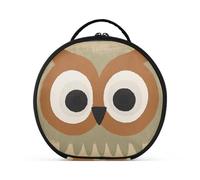 aidingzhi Carino Cartoon Owl Big Eyes Brown Makeup Bag con scomparti e maniglia borse da viaggio portatili per le donne con divisori regolabili 11 IN