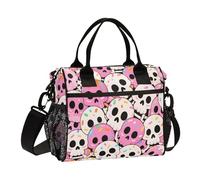 aidingzhi Carino Cartoon Skull Colorful Happy Halloween Lunch Bag per i bambini Grande Borsa per il pranzo Tote con tracolla Lady Work S