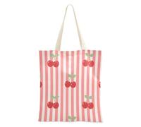 aidingzhi Carino Rosso Cherry Stripes Tote Bags Grande Capacità Borsa di Tela Per Le Donne di Natale Pensione Shopping Spiaggia Lavoro 16 "x15" scuola essenziale