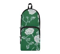 aidingzhi Carnation Lace Emerald Green Nylon 3 Scomparti Ragazzi Matite Sacchetto Multiuso ed Estetico Astuccio Cancelleria Organizzatore per Scuola Preppy