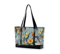 aidingzhi Cartella da donna di classe con piante tropicali pappagalli animali con cerniera tote in tela per infermieri con