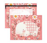 aidingzhi Cartelle trasparenti per matite raccoglitori a 3 anelli, confezione da 2 per insegnanti, ritorno a scuola, simpatici cartoni animati con animali peschi