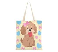 aidingzhi Cartone animato carino marrone cane Tote Bags tela robusta borse di tela con manici Natale pensionamento shopping spiaggia lavoro 40,6 x 38,1 cm scuola essenziale