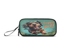 aidingzhi Cartone animato che corre bassotto cane nylon penna Storage Bag grande capacità zip astuccio scuola cancelleria per la scuola ragazze adolescenti