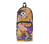 aidingzhi Cartone animato Cool Skeleton Street Style Giallo Nylon 3 Scomparti Matita Borsa Studio & Multifunzionale Astuccio Per Ragazze Teen Borsa di Cancelleria per Scuola Superiore