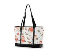 aidingzhi Cartoon Cute Merry Christmas Beige Bird Grande Capacità borsa da viaggio con cerniera 14 pollici per palestra con tablet