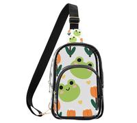 aidingzhi Chiaro Mahjong Piastrelle piccole borse per le donne, borse multiuso impermeabili in PVC per le donne borsa trasparente, Simpatico cartone animato verde rana, Medium