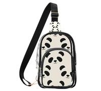 aidingzhi Chiaro Mahjong Piastrelle piccole borse per le donne, borse multiuso impermeabili in PVC per le donne borsa trasparente, Panda bianco carino cartone animato, Medium