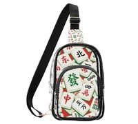aidingzhi Chiaro Mahjong Piastrelle piccole borse per le donne, borse multiuso impermeabili in PVC per le donne borsa trasparente, Piastrelle Mahjong, Medium