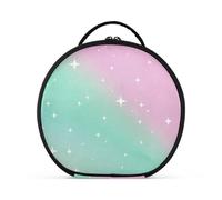 aidingzhi Childish Neon Star Gradient Peach Green Cosmetic Bag con scomparti e manico leggero Make Up Bag per le donne con divisori regolabili 27,9 cm