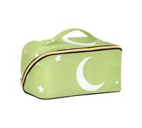 aidingzhi Childish Star and Moon Borsa da toilette di colore verde con divisori eleganti borse cosmetiche per donne viaggio con scomparti e maniglia
