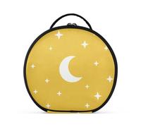 aidingzhi Childish Star and Moon Borsa per il trucco di colore giallo verticale autoportante con cerniera capacità borsa cosmetica da viaggio con divisori regolabili 11 IN