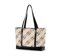 aidingzhi Childish Tartan Check Pattern Rosy Beige Borsa portatile del computer con la chiusura lampo portare sulla borsa tote per il volo con il pannolino