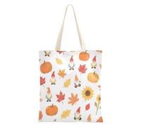 aidingzhi Ciao Autunno Foglia d'Acero Zucca Nano Media Canvas Tote Bag Robusta Borse di Tela Per Le Donne Natale Pensione Shopping Spiaggia Lavoro 16 "x15" scuola essenziale