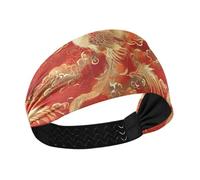 aidingzhi Cinese Phoenix nuvole di buon auspicio oro rosso no slip carino fasce per le donne elastici per il sudore per calcio pallavolo trucco pallavolo
