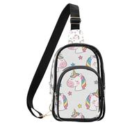 aidingzhi Clear Cute Cartoon White Rainbow unicorni piccole borse per le donne, borse multiuso impermeabili in PVC per le donne borsa trasparente