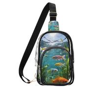 aidingzhi Clear Funny Snake Head Camouflage marrone cuoio fanny pack, borsa trasparente impermeabile del cuoio di modo del PVC, Pesci colorati Alghe, M, Utilità