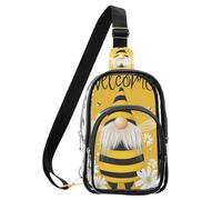 aidingzhi Clear Honeycomb sfondo con api e margherite borse a tracolla fanny pack, PVC impermeabile moda borsa a tracolla borsa trasparente, Ape gnomo, Medium