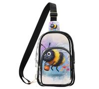 aidingzhi Clear Honeycomb sfondo con api e margherite borse a tracolla fanny pack, PVC impermeabile moda borsa a tracolla borsa trasparente, Bumble Bees Fiori, Medium