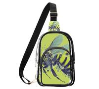 aidingzhi Clear Honeycomb sfondo con api e margherite borse a tracolla fanny pack, PVC impermeabile moda borsa a tracolla borsa trasparente, Pop Art Bee Verde Lime, Medium