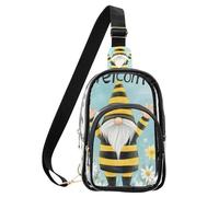 aidingzhi Clear Honeycomb sfondo con api e margherite borse a tracolla fanny pack, PVC impermeabile moda borsa a tracolla borsa trasparente, Simpatico gnomo a forma di ape, Medium