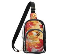 aidingzhi Clear Japanese Samurai Maple Leaf marrone cuoio fanny pack, sacchetto impermeabile di modo del PVC per le donne borsa trasparente, Autunno Autunno Api Cartone, Medium