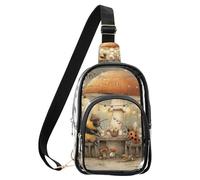 aidingzhi Clear Japanese Samurai Maple Leaf marrone cuoio fanny pack, sacchetto impermeabile di modo del PVC per le donne borsa trasparente, Api retrò, Medium