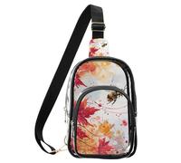 aidingzhi Clear Japanese Samurai Maple Leaf marrone cuoio fanny pack, sacchetto impermeabile di modo del PVC per le donne borsa trasparente, Foglie d'acero Le api cadono, Medium