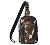 aidingzhi Clear Leopard Breaking Through The Rose Wall borsa zaino per le donne, PVC impermeabile leggero piccolo marsupio borsa trasparente