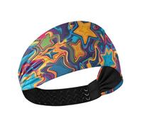 aidingzhi Colorato Distorted Star Pattern in Pop Art Style Fasce di raffreddamento panno elastico largo fasce per capelli delle donne per il trucco basket Atletico Sport Corsa