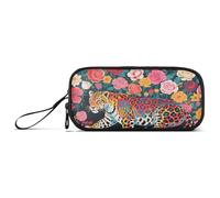 aidingzhi Colorato Leopard e Fiori Art Deco Nylon Matita Borse Per La Scuola Grande Capacità Penna Matita Caso Cancelleria per High School Preppy