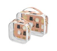aidingzhi Confezione da 2 articoli da toeletta da viaggio trasparenti approvati TSA borsa impermeabile cosmetica da viaggio Kit da barba da uomo Sweet Cats Cute Peach, Dolci gatti carino pesca