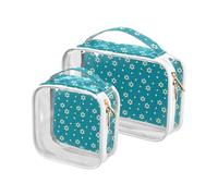 aidingzhi Confezione da 2 borse da toilette trasparenti approvate dalla TSA borsa trasparente per il trucco da viaggio Aeroporto Airline Compliant Star Of David Blu, Stella di David blu