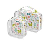 aidingzhi Confezione da 2 borse da toilette trasparenti da donna, approvate TSA, piccola borsa cosmetica portatile essenziale da viaggio Little Fresh Safari Butterfly Floral, Little Fresh Safari
